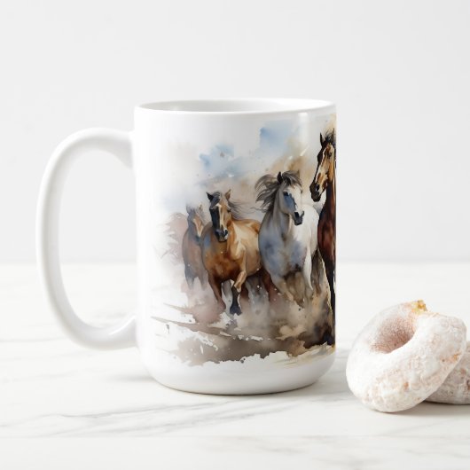 Wild Mustang Horses Equestrian Wild West Kaffeetasse (Mit Donut)