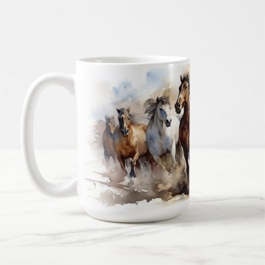 Wild Mustang Horses Equestrian Wild West Kaffeetasse (Links)