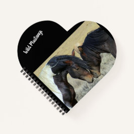 Wild Mustang Horses Heart Shaped Spiral Notebook Notizblock