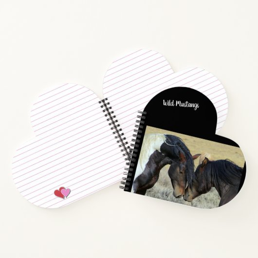 Wild Mustang Horses Heart Shaped Spiral Notebook Notizblock (Innenseite)