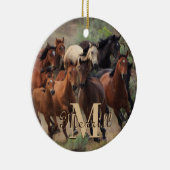 Wild Mustang Horses Monogram Keramik Ornament (Rechts)