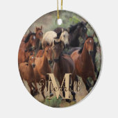 Wild Mustang Horses Monogram Keramik Ornament (Links)