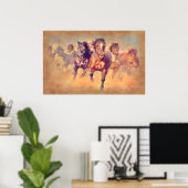 Wild Mustang Horses Stampede Watercolor Poster (Heimbüro)