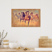 Wild Mustang Horses Stampede Watercolor Poster (Küche)