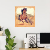 Wild Mustang Horses Stampede Watercolor Poster (Heimbüro)