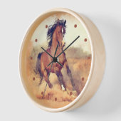 Wild Mustang Horses Stampede Watercolor Uhr (Winkel)