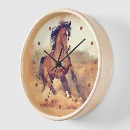 Wild Mustang Horses Stampede Watercolor Uhr (Winkel)