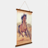 Wild Mustang Horses Stampede Watercolor Wandteppich Mit Holzrahmen (Gewinkelt)