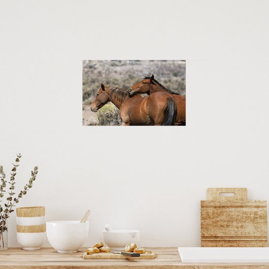 Wild Mustang Horses Touching Poster (Küche)