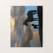 Wild Mustang Mare und Foal mit Regenbogen Puzzle (Vertikal)