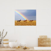 Wild Mustang Pferde Running and Rainbow Poster (Küche)