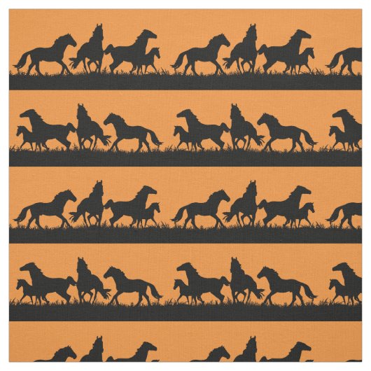 Wild Mustang Silhouetten Stoff (Muster)