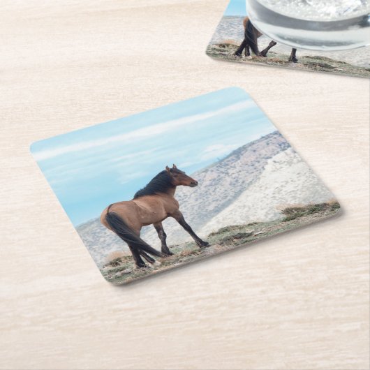 Wild Mustang Stallion Rechteckiger Pappuntersetzer (angewinkelt)
