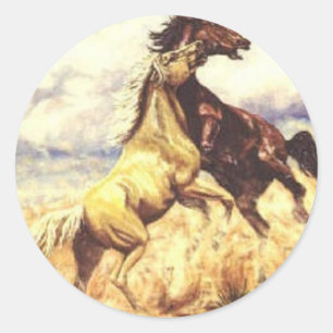 Wild Mustangs Runder Aufkleber