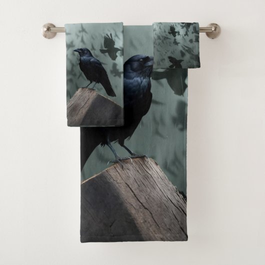 Wild Nature Bird Crows and Ravens Badhandtuch Set (Insitu)