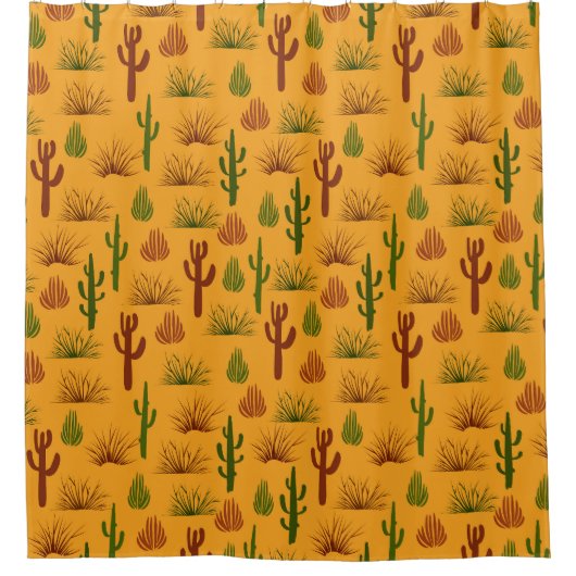 Wild Nature Cactus Bushes Pattern Duschvorhang (Vorderseite)