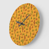 Wild Nature Cactus Bushes Pattern Große Wanduhr (Winkel)