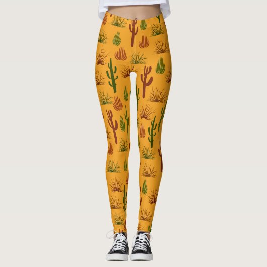 Wild Nature Cactus Bushes Pattern Leggings (Vorderseite)