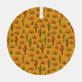 Wild Nature Cactus Bushes Pattern Ornament Aus Glas (Rückseite)