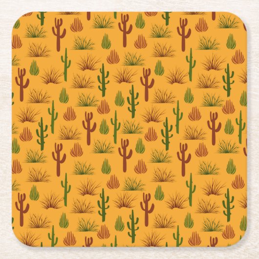 Wild Nature Cactus Bushes Pattern Rechteckiger Pappuntersetzer (Vorderseite)