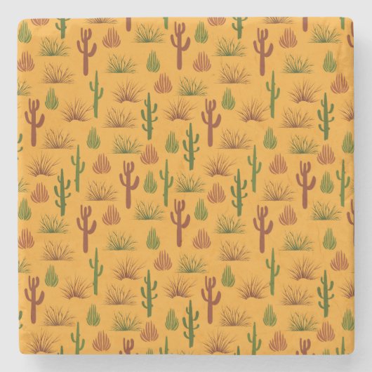 Wild Nature Cactus Bushes Pattern Steinuntersetzer (Vorderseite)