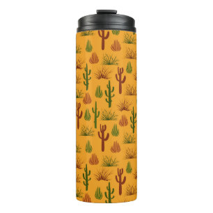 Wild Nature Cactus Bushes Pattern Thermosbecher