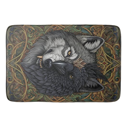 Wild Nature Crow-Raven Wolf Badematte (Vorderseite)