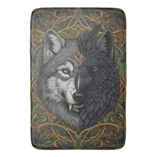 Wild Nature Crow-Raven Wolf Badematte