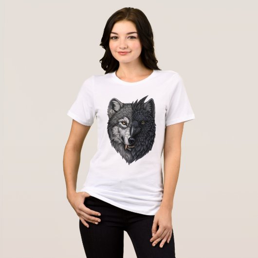 Wild Nature Crow-Wolf Raven Tri-Blend Shirt (Vorderseite voll)