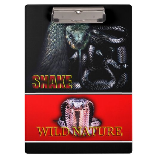 WILD NATURE - schwarze SNAKE-Designkollektion Klemmbrett (Vorderseite)