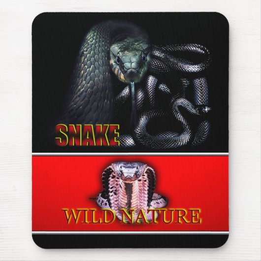 WILD NATURE - schwarze SNAKE-Designkollektion Mousepad (Vorne)
