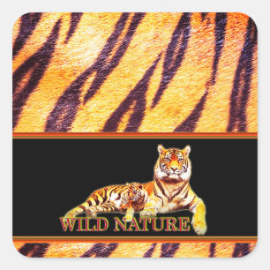 WILD NATURE - TIGER-Entwurfssammlung Quadratischer Aufkleber