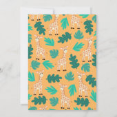 Wild Niedliche grüne Orange Giraffe Blätter Geburt Einladung (Rückseite)