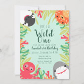 Wild Niedlicher Meerestiere Kindergeburtstag Einla Einladung (Vorderseite)