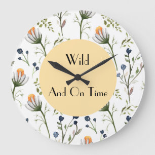 Wild & On Time – Wasserfarben-Wildblumen-Wanduhr Große Wanduhr