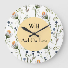 Wild & On Time – Watercolor Wildflower Wall Clock Große Wanduhr