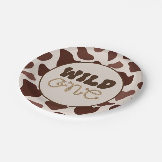 Wild Once Cowboy Birthday Party Paper Plate Pappteller (Schrägansicht)