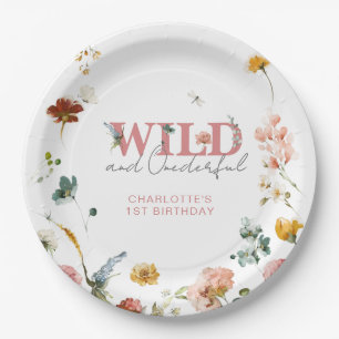 Wild & onderful Floral Pink Girl 1. Geburtstag Pappteller