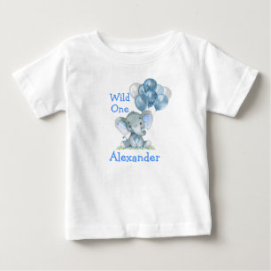Wild One 1. Geburtstag Blue Baby Elephant Balloons T-shirt