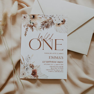 Wild One 1. Geburtstag Einladung Boho Pampas