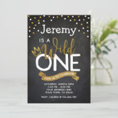 Wild One 1. Geburtstag Einladung Chalkboard (Stehend Vorderseite)
