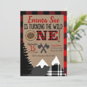 Wild One 1. Geburtstag Flannel Lumberjack Geburtst Einladung (Stehend Vorderseite)