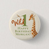 Wild One 1. Geburtstag Giraffe Safari Button (Vorderseite)