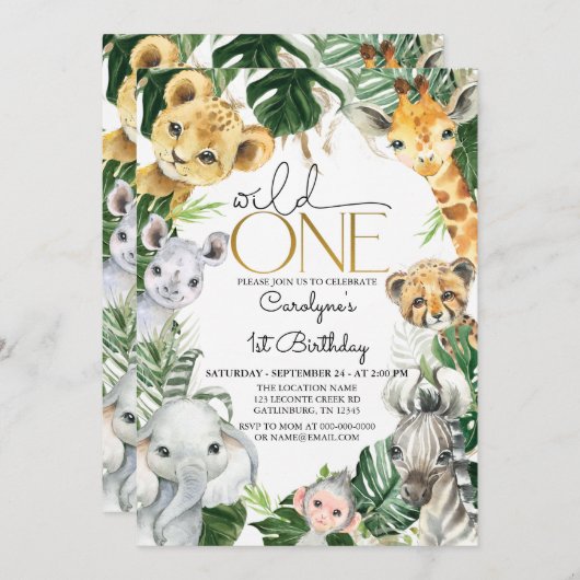 Wild One 1. Geburtstag Junge Einladung (Vorne/Hinten)