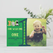 Wild One 1. Geburtstag Junge Foto Einladung (Stehend Vorderseite)