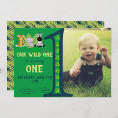Wild One 1. Geburtstag Junge Foto Einladung (Vorne/Hinten)