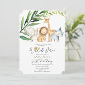 Wild One 1. Geburtstag Jungle Safari Einladung (Stehend Vorderseite)