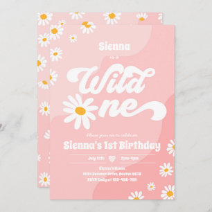 Wild One 1. Geburtstag Party Boho Floral Daisy Einladung