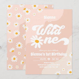 Wild One 1. Geburtstag Party Boho Floral Daisy Einladung
