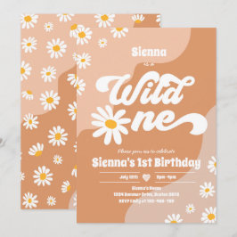 Wild One 1. Geburtstag Party Boho Floral Daisy Einladung